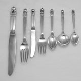 Georg Jensen Acorn Sterling Silver Flatware Set for 12 and Persons 126 Pieces
