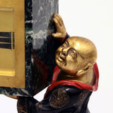 French Cold-Painted Bronze and Marble Art Deco Chinoiserie Mantel Clock