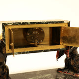 French Cold-Painted Bronze and Marble Art Deco Chinoiserie Mantel Clock