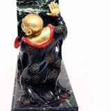 French Cold-Painted Bronze and Marble Art Deco Chinoiserie Mantel Clock