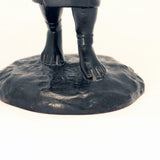Japanese Bronze Figure, a Peasant Girl with a Wicker Basket