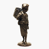 Japanese Bronze Figure, a Peasant Girl with a Wicker Basket