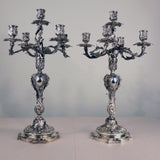 Important Pair of Louis XV Style Five-Light Silver Candelabra