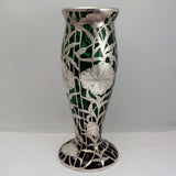 Art Nouveau Silver Overlay Green Vase