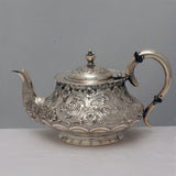 Victorian Silver Batchelors Tea Service with Lobed and Acanthus Decoration