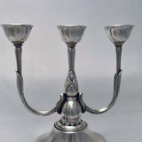 Georg Jensen, a Pair of Three Light Sterling Candelabra