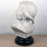Italian Marble Bust of a Smiling Young Woman, Signed Tiruk