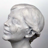 Italian Marble Bust of a Smiling Young Woman, Signed Tiruk