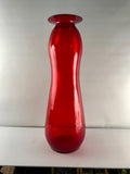 An Architectural MCM Ruby Art Glass Vase Attributed to Blenko
