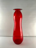 An Architectural MCM Ruby Art Glass Vase Attributed to Blenko