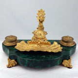French Louis XV1 Style Malachite and Gilt Bronze Pen Tray
