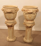 Pair of Weller Ivory Planters on Stand