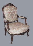 Pair of Victorian Walnut Open Armchairs