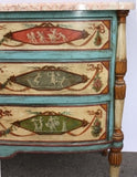 Neo-Classical Polychrome Three-Drawer Marble Top Commode