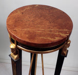 Pair of Italian Empire Style Faux Wood and Marble Pedestal Stands