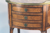 Pair of Louis XV Style Inlaid Side Cabinets with Breche Violette Marble Tops
