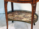 Pair of Louis XV Style Inlaid Side Cabinets with Breche Violette Marble Tops