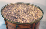 Pair of Louis XV Style Inlaid Side Cabinets with Breche Violette Marble Tops