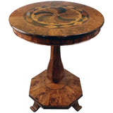 Biedermeier Walnut Round Table with Specimen Top