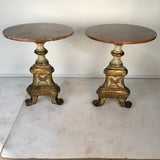 Pair of 19th Italian Torcheres, Now with Marble Tops