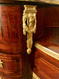 Antique French Louis XVI Style Mahogany and Parquetry Bureau a Rognon