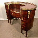 Antique French Louis XVI Style Mahogany and Parquetry Bureau a Rognon