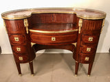 Antique French Louis XVI Style Mahogany and Parquetry Bureau a Rognon