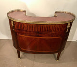 Antique French Louis XVI Style Mahogany and Parquetry Bureau a Rognon