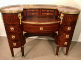 Antique French Louis XVI Style Mahogany and Parquetry Bureau a Rognon