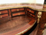 Antique French Louis XVI Style Mahogany and Parquetry Bureau a Rognon