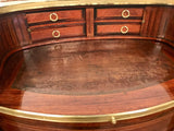 Antique French Louis XVI Style Mahogany and Parquetry Bureau a Rognon