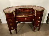 Antique French Louis XVI Style Mahogany and Parquetry Bureau a Rognon