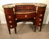 Antique French Louis XVI Style Mahogany and Parquetry Bureau a Rognon