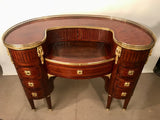 Antique French Louis XVI Style Mahogany and Parquetry Bureau a Rognon