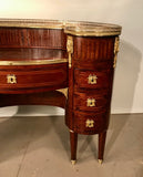 Antique French Louis XVI Style Mahogany and Parquetry Bureau a Rognon