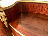 Antique French Louis XVI Style Mahogany and Parquetry Bureau a Rognon