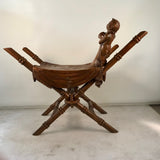 Italian Stool Carved with a Boy and Blanket, Attributed to Valentino Besarel