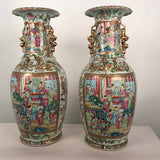 Large Pair of Antique Canton Baluster Vases