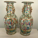 Large Pair of Antique Canton Baluster Vases