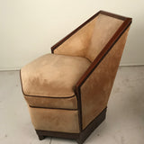 French Art Deco Armchair and Ottoman by Saddier