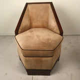 French Art Deco Armchair and Ottoman by Saddier
