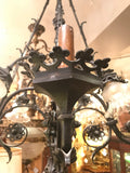 Large Gothic Style Bronze Eight-Light Two-Tier Gasolier