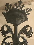 Large Gothic Style Bronze Eight-Light Two-Tier Gasolier