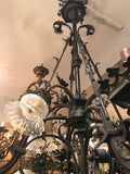 Large Gothic Style Bronze Eight-Light Two-Tier Gasolier
