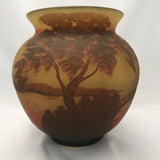 French Cameo-Cut Spherical Art Glass Vase by Arsall