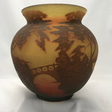 French Cameo-Cut Spherical Art Glass Vase by Arsall