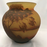 French Cameo-Cut Spherical Art Glass Vase by Arsall