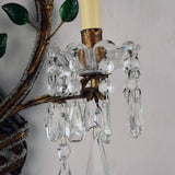 Set of Four 1950s Italian Floral and Beaded Two-Light Wall Sconces