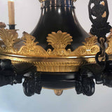Antique Empire Style Twelve-Light Gilt Bronze Chandelier