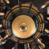 Antique Empire Style Twelve-Light Gilt Bronze Chandelier